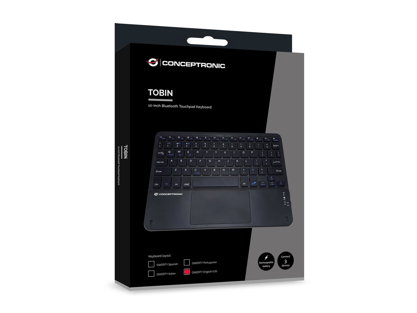 Conceptronic Conceptronic TOBIN01BUS tastatur Universel Bluetooth QWERTY US engelsk Sort