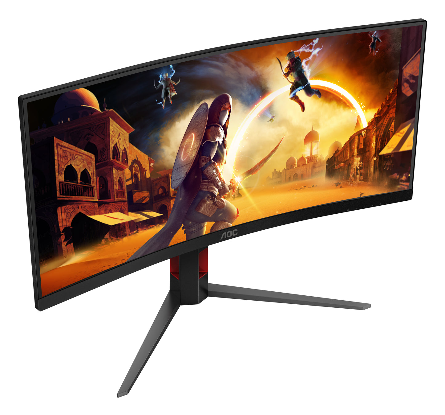 AOC AOC G4 CU34G4 computerskærm 86,4 cm (34") 3440 x 1440 pixel Wide Quad HD LED Sort, Rød