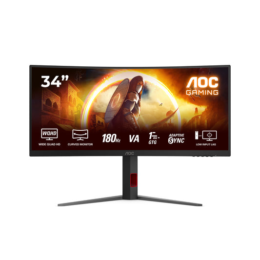 AOC AOC G4 CU34G4 computerskærm 86,4 cm (34") 3440 x 1440 pixel Wide Quad HD LED Sort, Rød